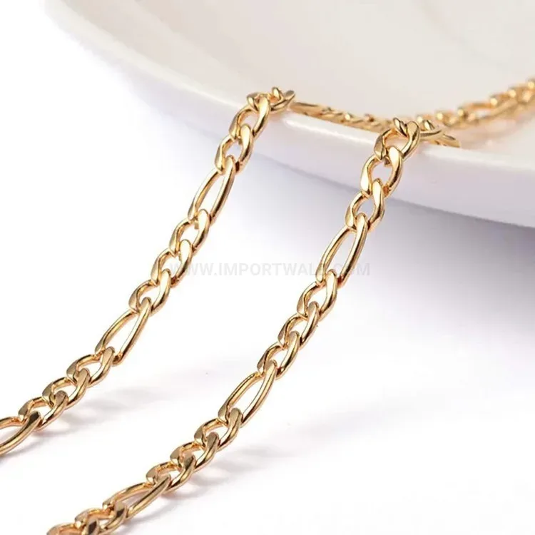 Modern Gold Electroplated Figaro Chain Stainless Steel Necklace