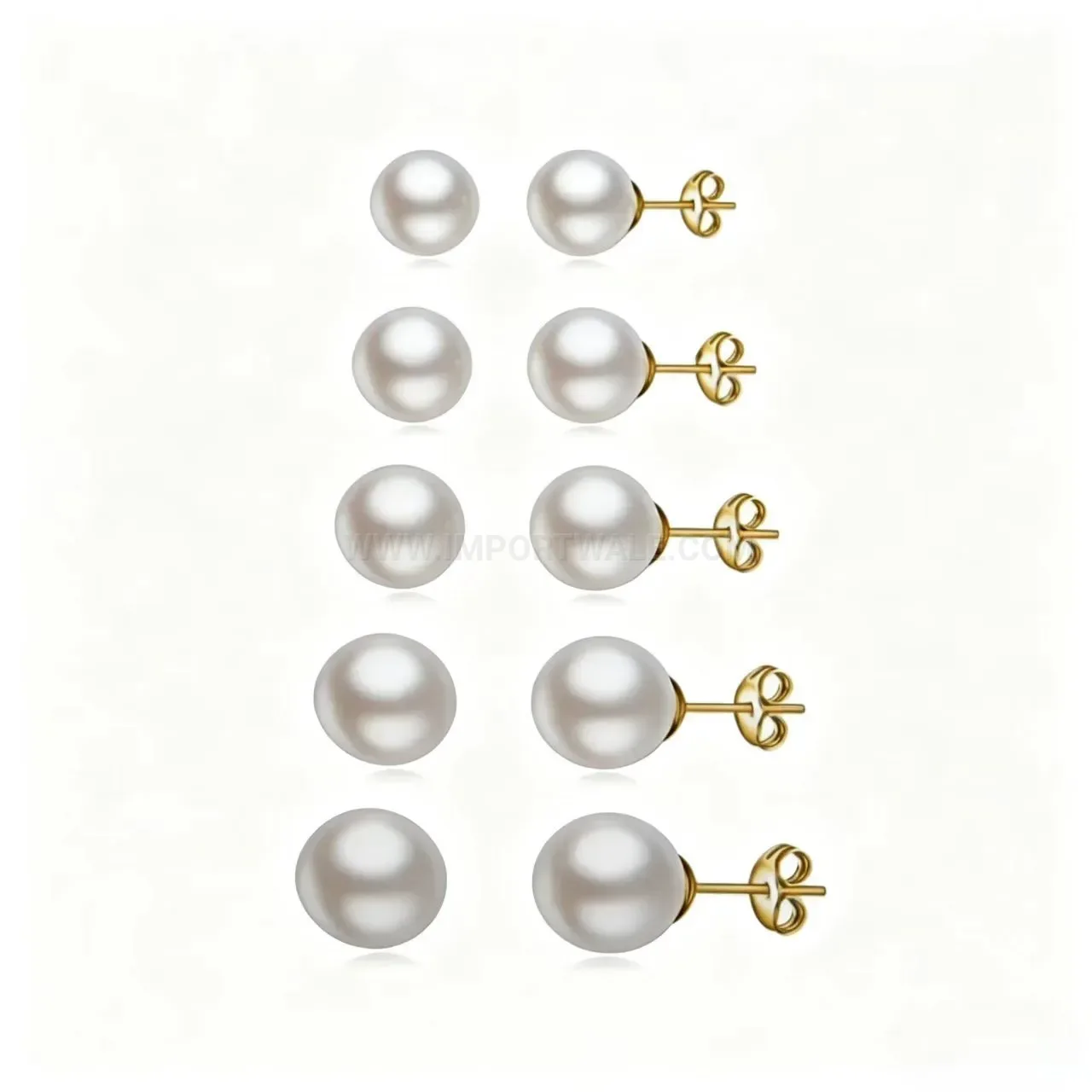 Stylish Classic Pearl Stainless Steel Stud Earrings with Round Ball Accent