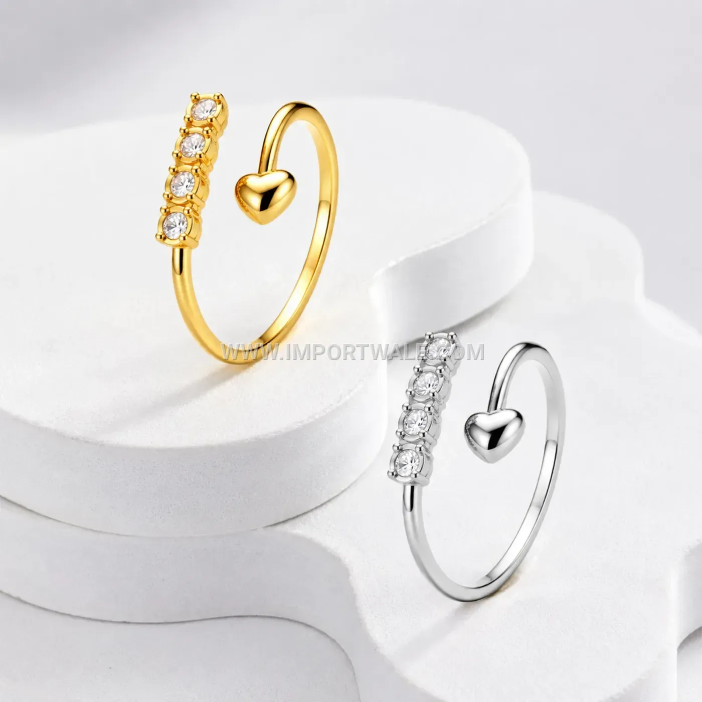 Adjustable Crystal Accented Wheat Motif Open Ring