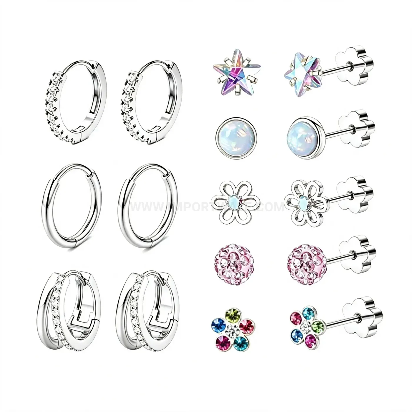 Premium Geometric Stainless Steel Cartilage Earring and Stud Piercing Set