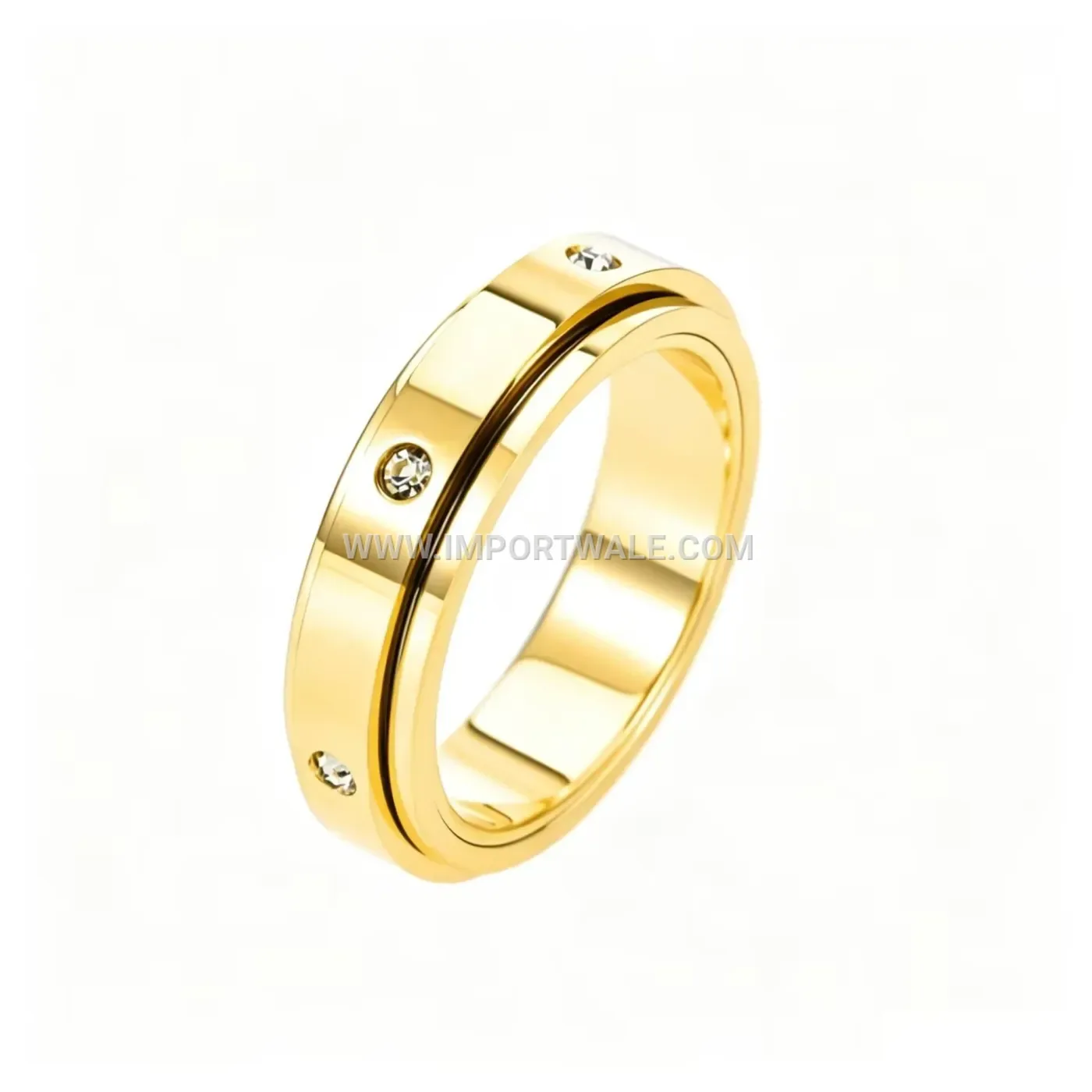 Rotatable Stainless Steel Band with Crystal Accents