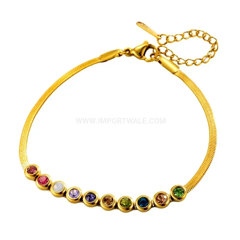 Minimalist Geometric Titanium Steel Plated Link Chain Bracelet