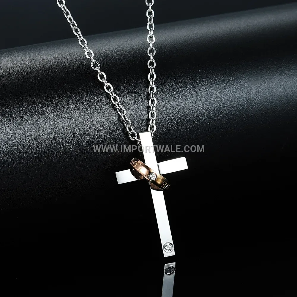 Minimalist Stainless Steel Cross Pendant Necklace for Men