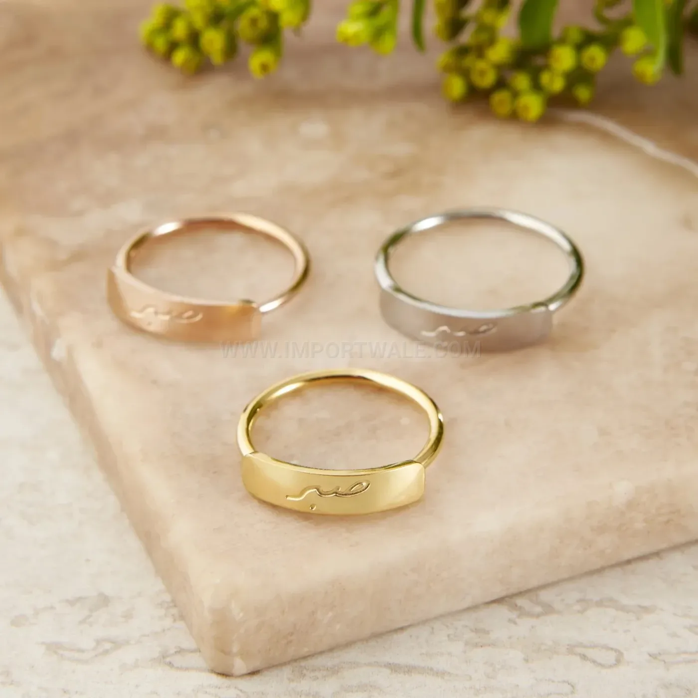 Arabic Calligraphy Stainless Steel Zircon Eternity Band Ring