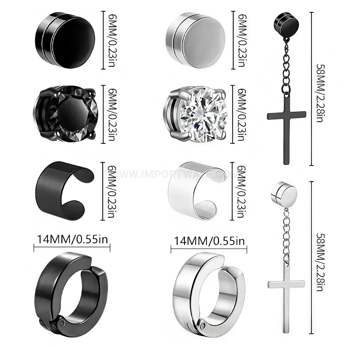 Elegant Vintage Cross Chain Stainless Steel Hoop Earring Piercing