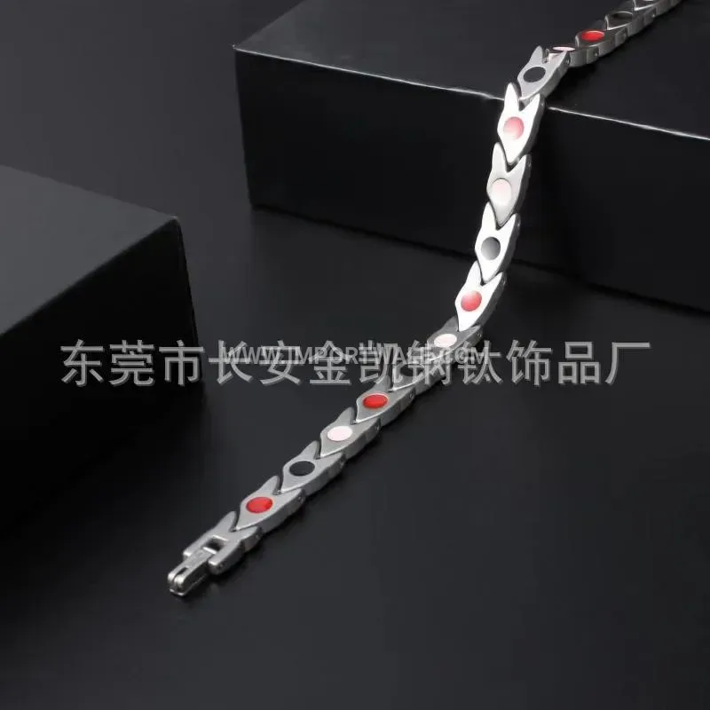 Two-Tone Stainless Steel Snake Motif Magnetic Bio Bracelet