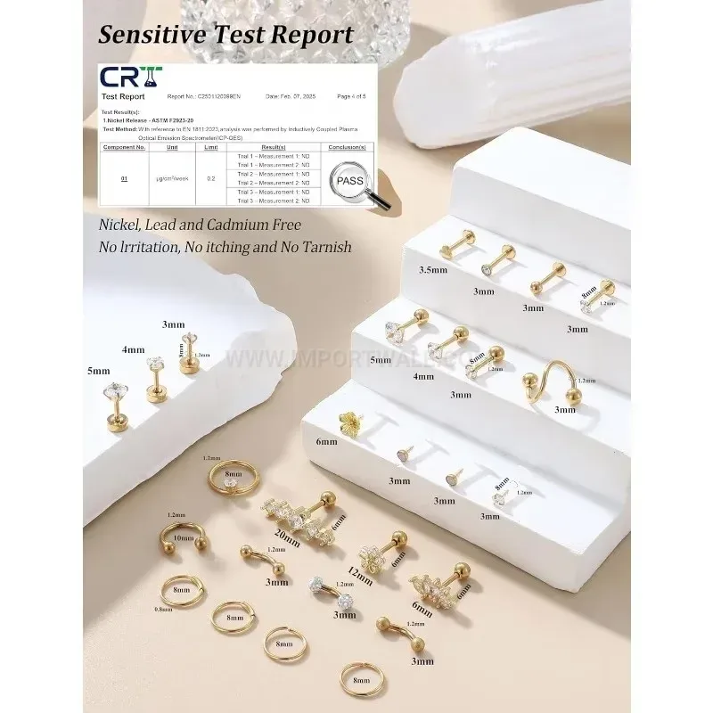 Trendy Stainless Steel Zircon Micro-Pave Body Piercing Jewelry Set