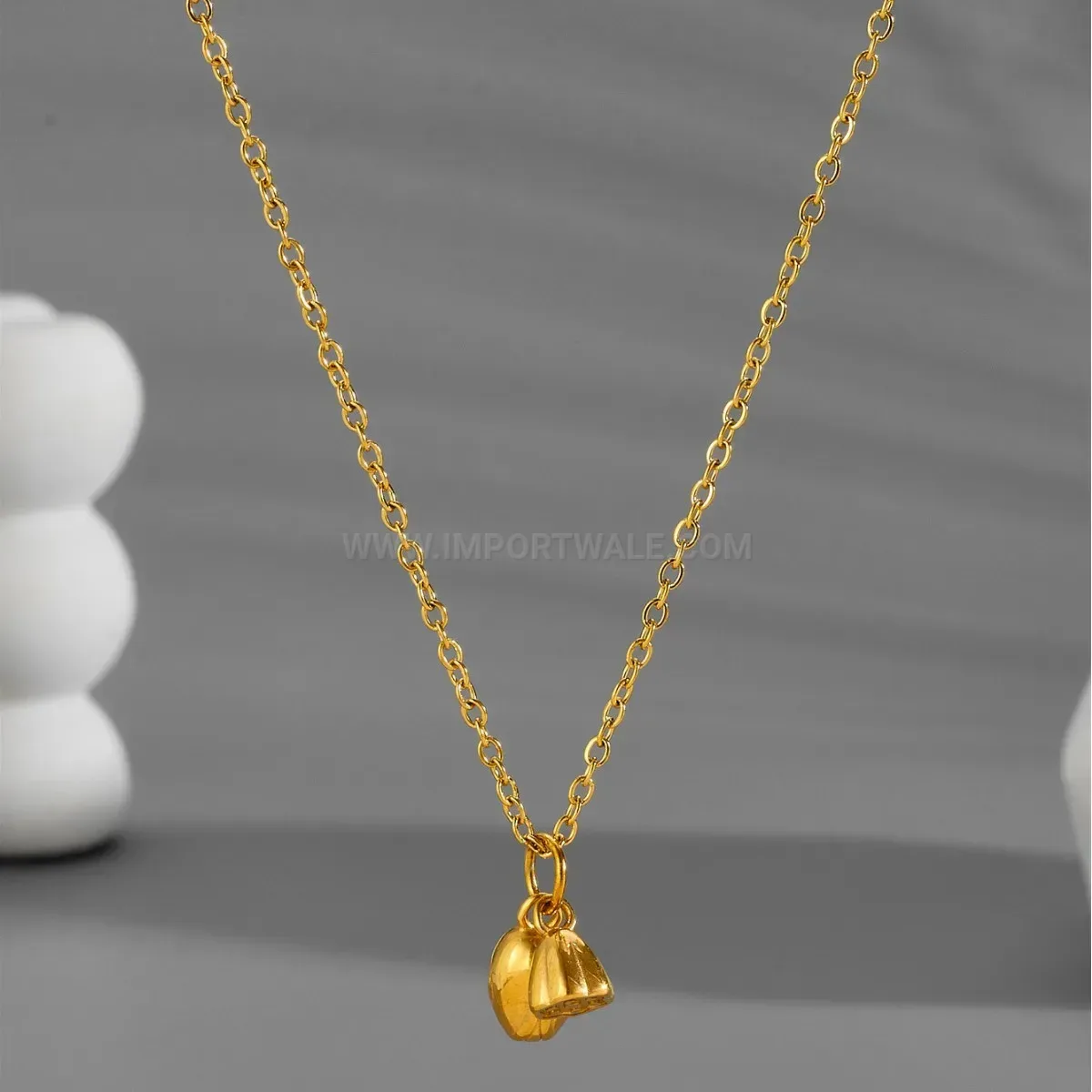 Elegant Gold Titanium Steel Lotus Seed Pendant Necklace