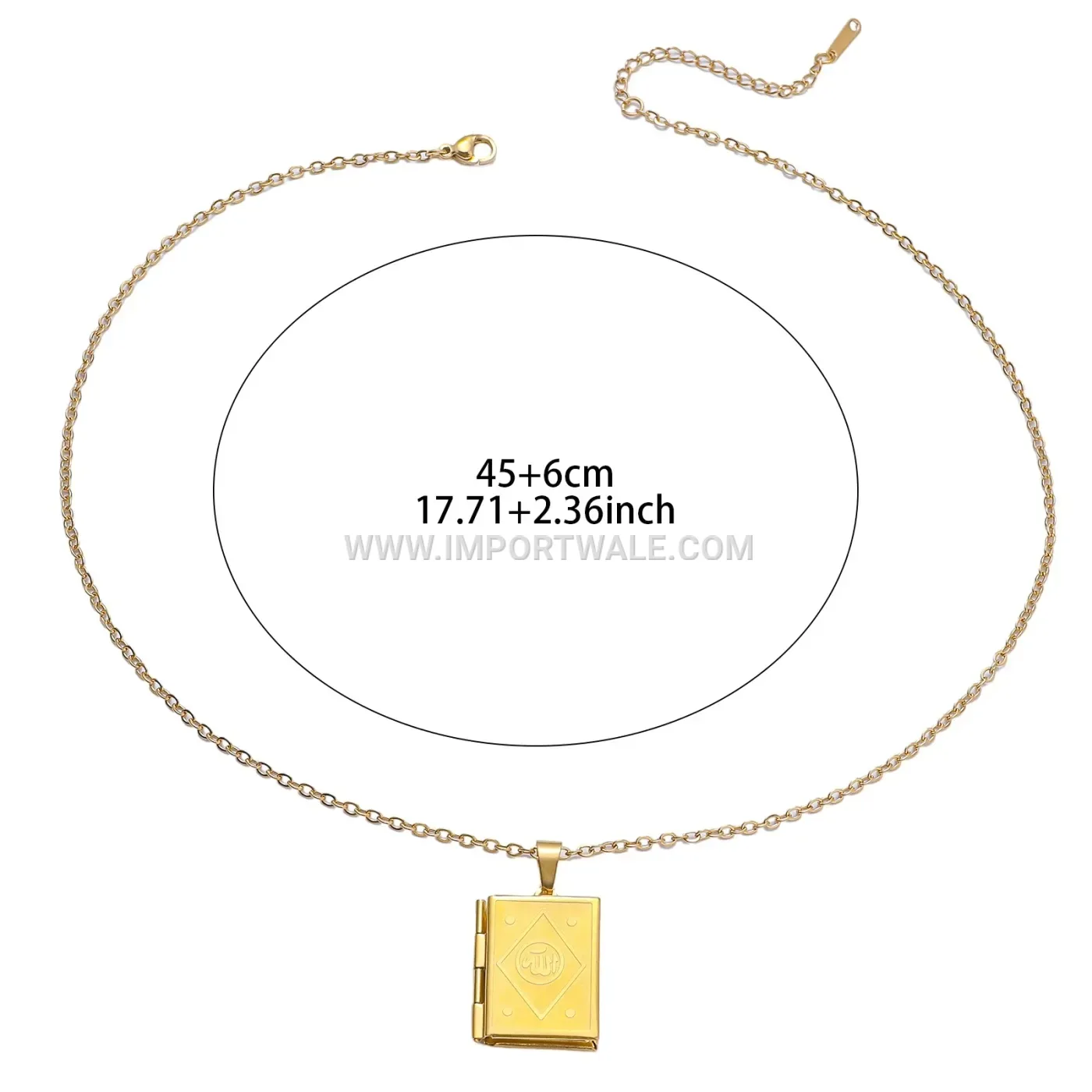 Stainless Steel Photo Locket Pendant Link Chain Necklace