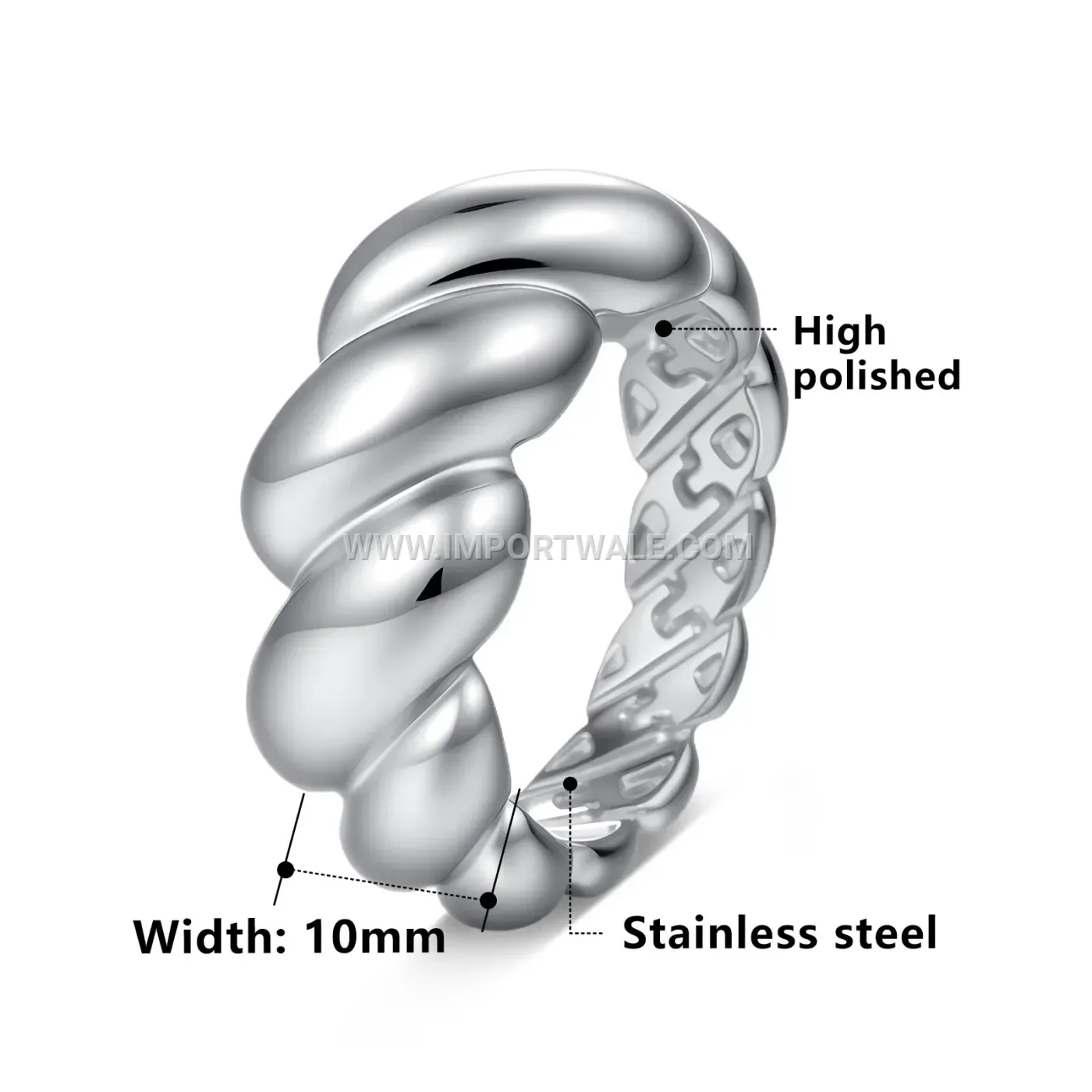 Twisted Rope Titanium Steel Unisex Band Ring