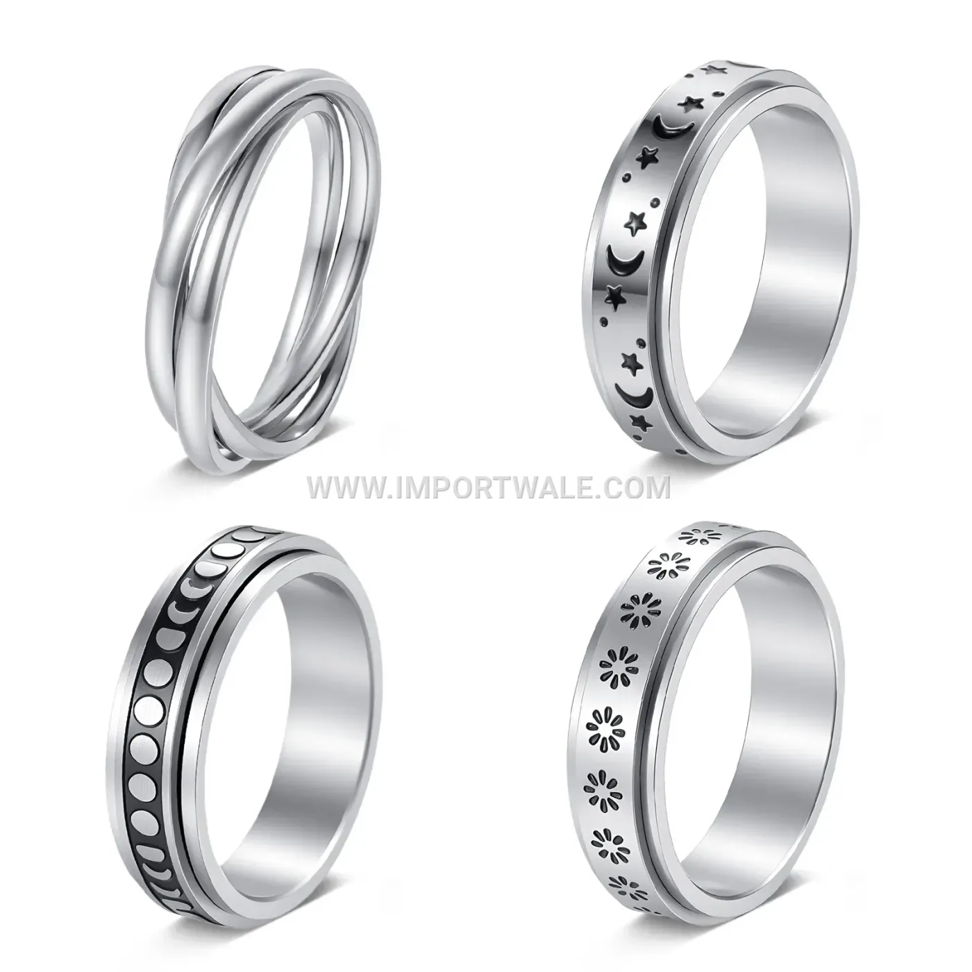 Rotating Stress Relief Stainless Steel Spinner Wedding Band