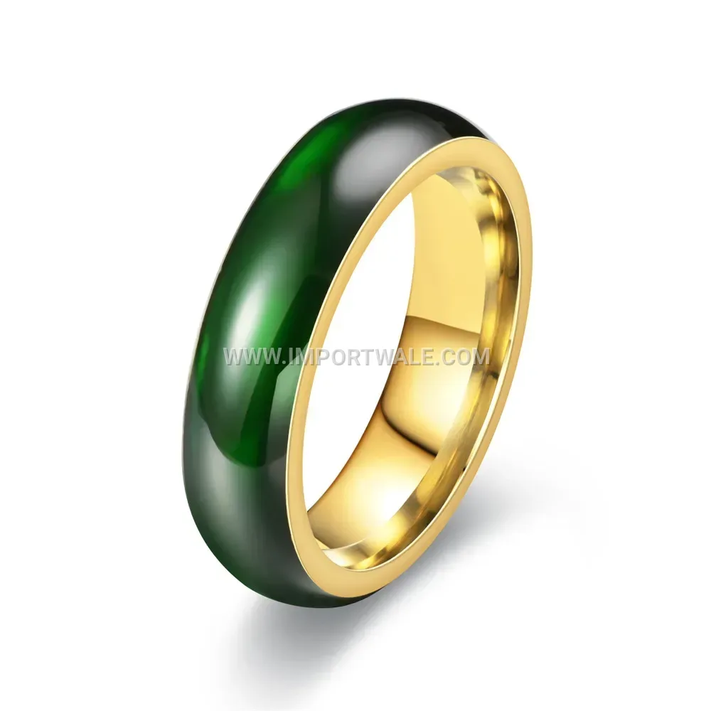 Stainless Steel Faux Jade Inlay Band Ring