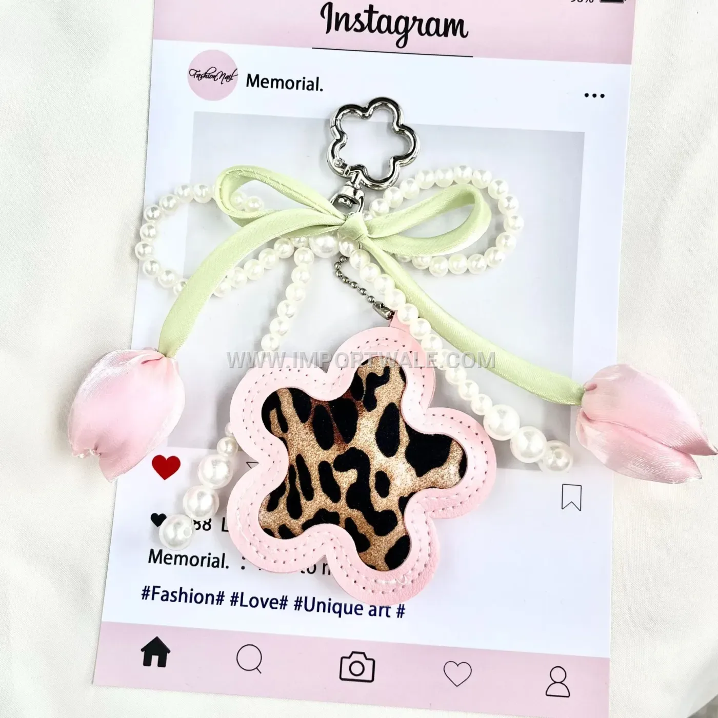 Creative Key chainsing Floral Leather Bag Creative Key chains Accent