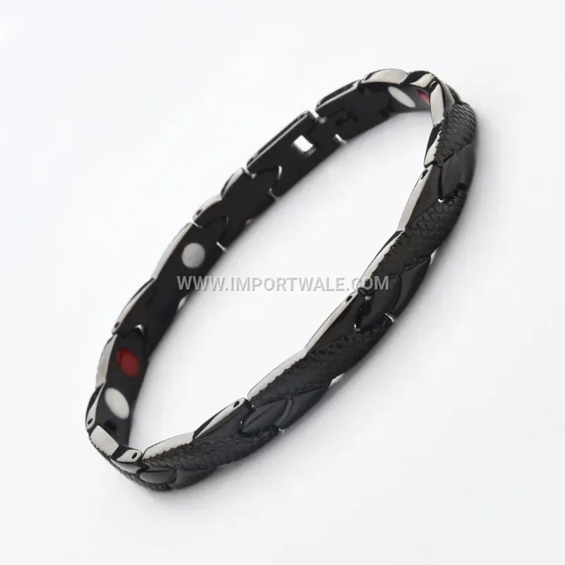 Wavy Snake Texture Plated Magnetic Therapy Chain Bracelet