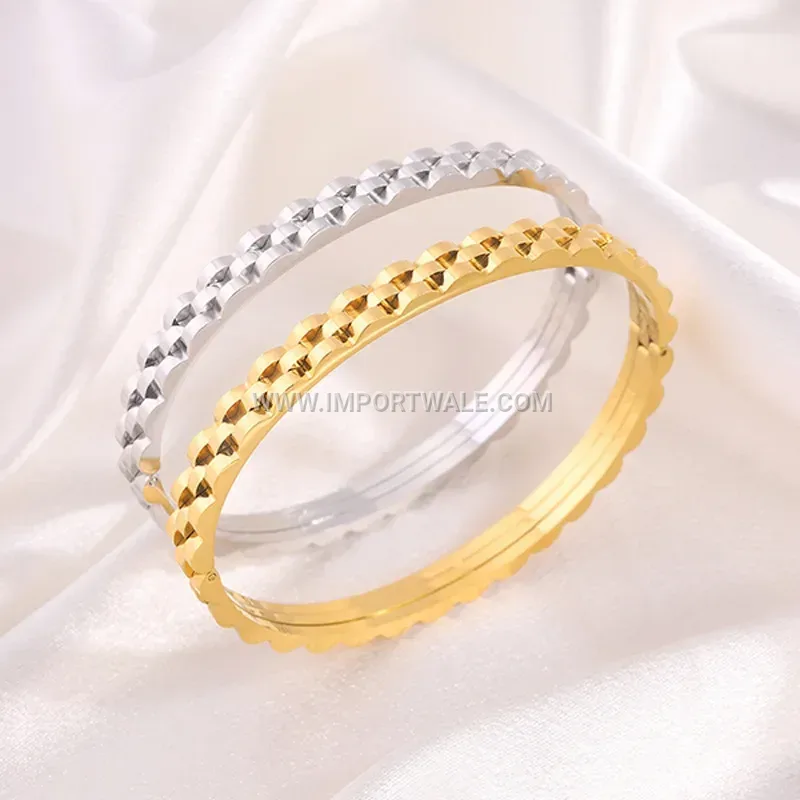 Gold Tone Titanium Steel Strap Link Bracelet