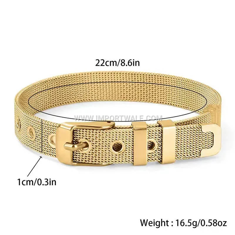 Gold Plated Titanium Steel Geometric Watch Strap Bracelet