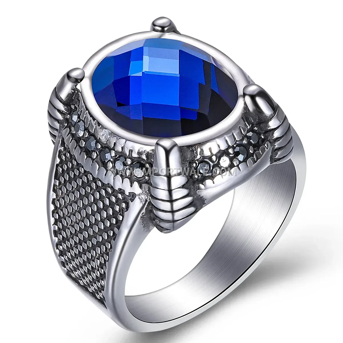 French Court Style Sapphire Stainless Steel Ring