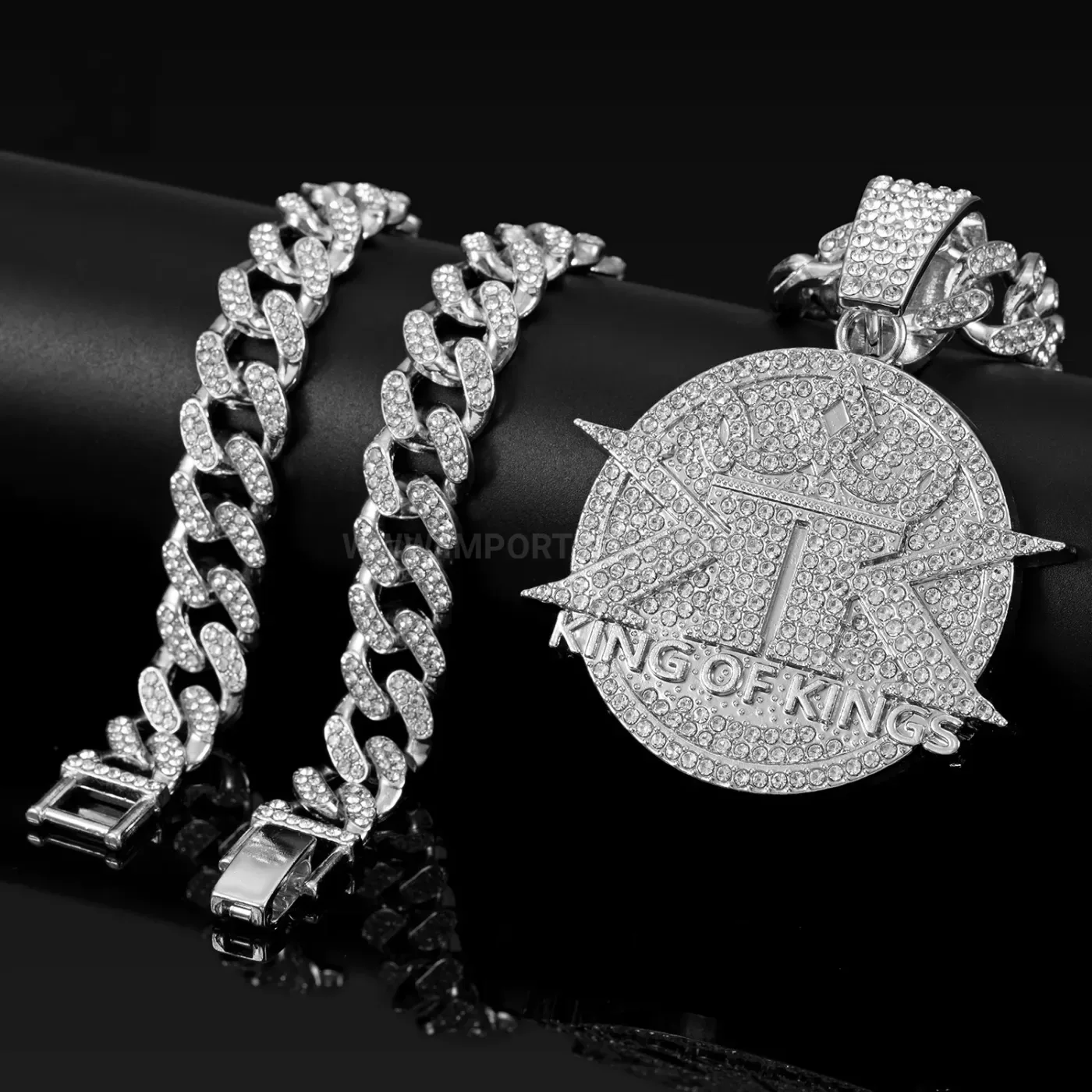 Crystal Encrusted King of Kings Hip Hop Pendant