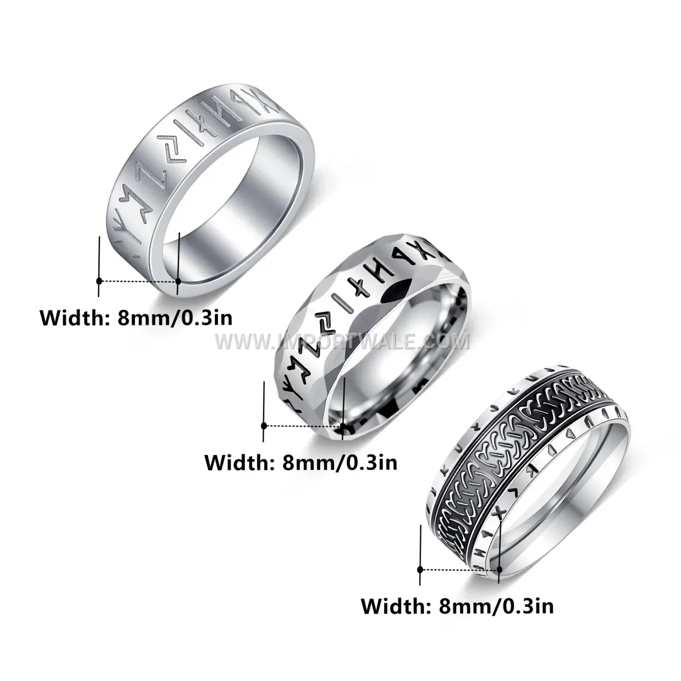 Textured Pattern Stainless Steel Ring Collection