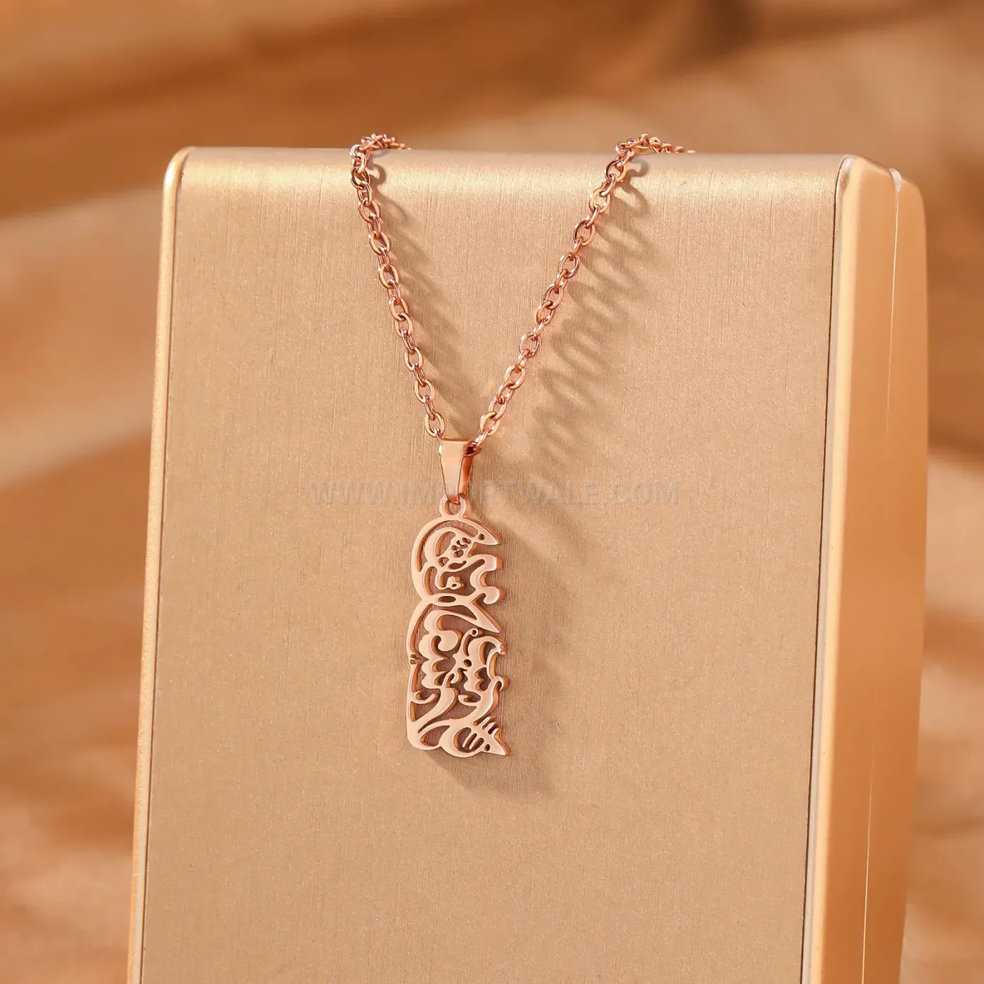 Custom Gold Plated Stainless Steel Arabic Calligraphy Name Pendant Necklace