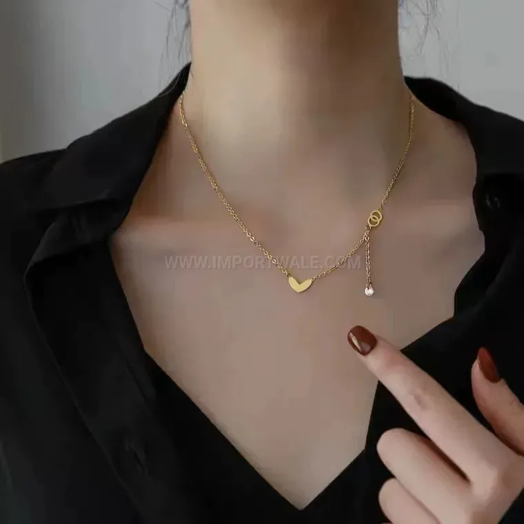 Designer Dainty Heart Tassel Titanium Steel Choker Necklace