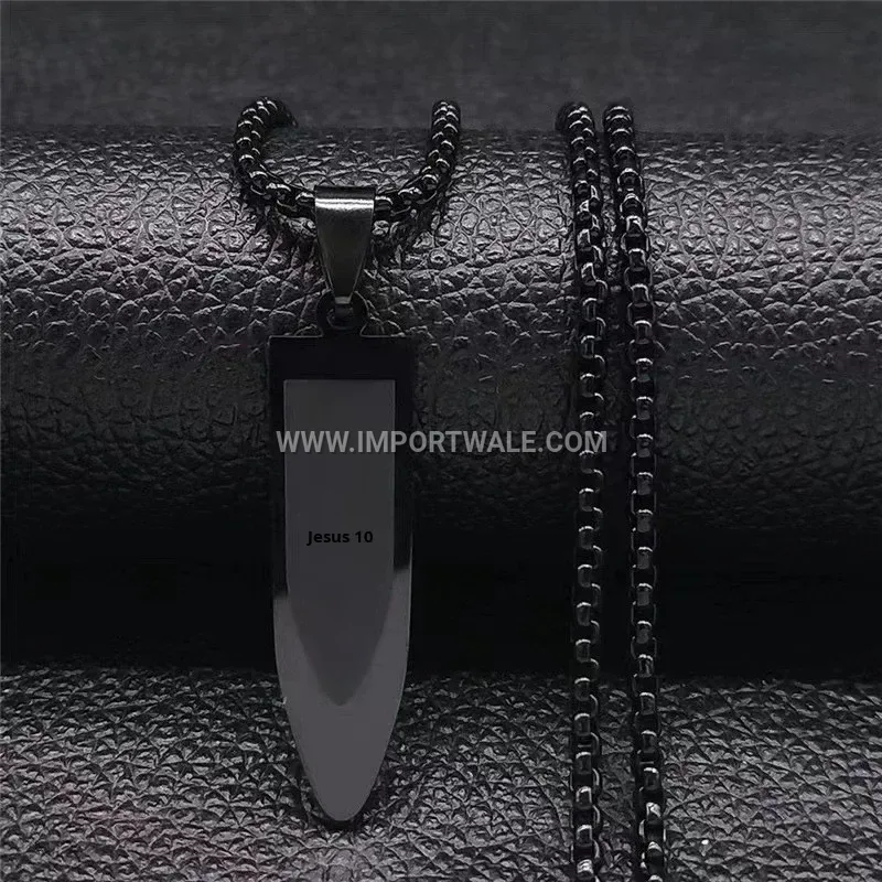 Gold Plated Bullet and Cross Pendant Link Chain Necklace