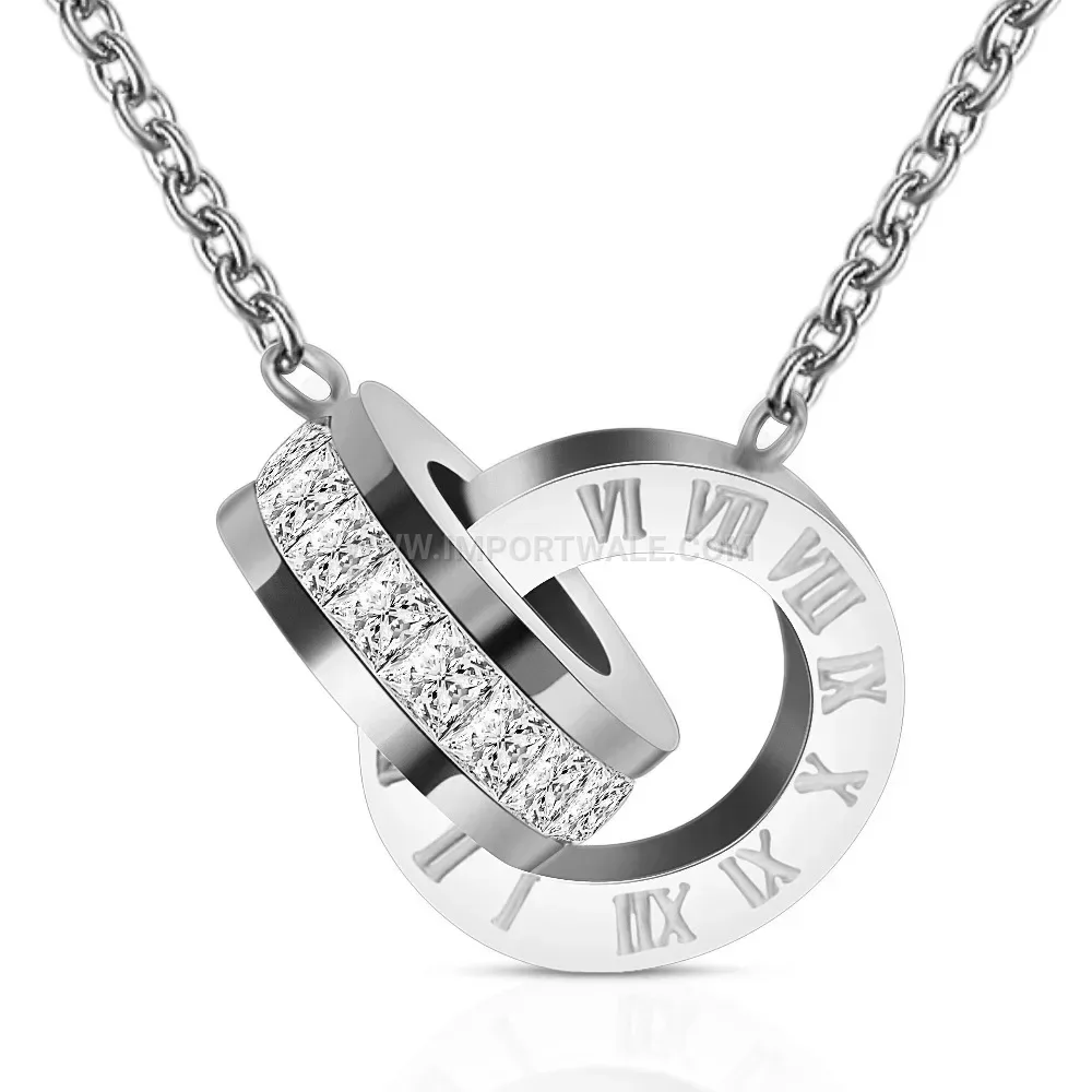 Elegant Roman Numeral Disc Stainless Steel Multi Layer Necklace