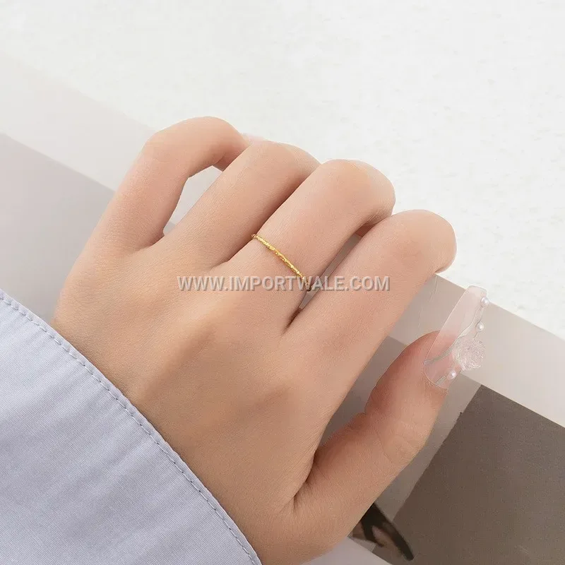 Polished Stainless Steel Wavy Patterned Band Ring