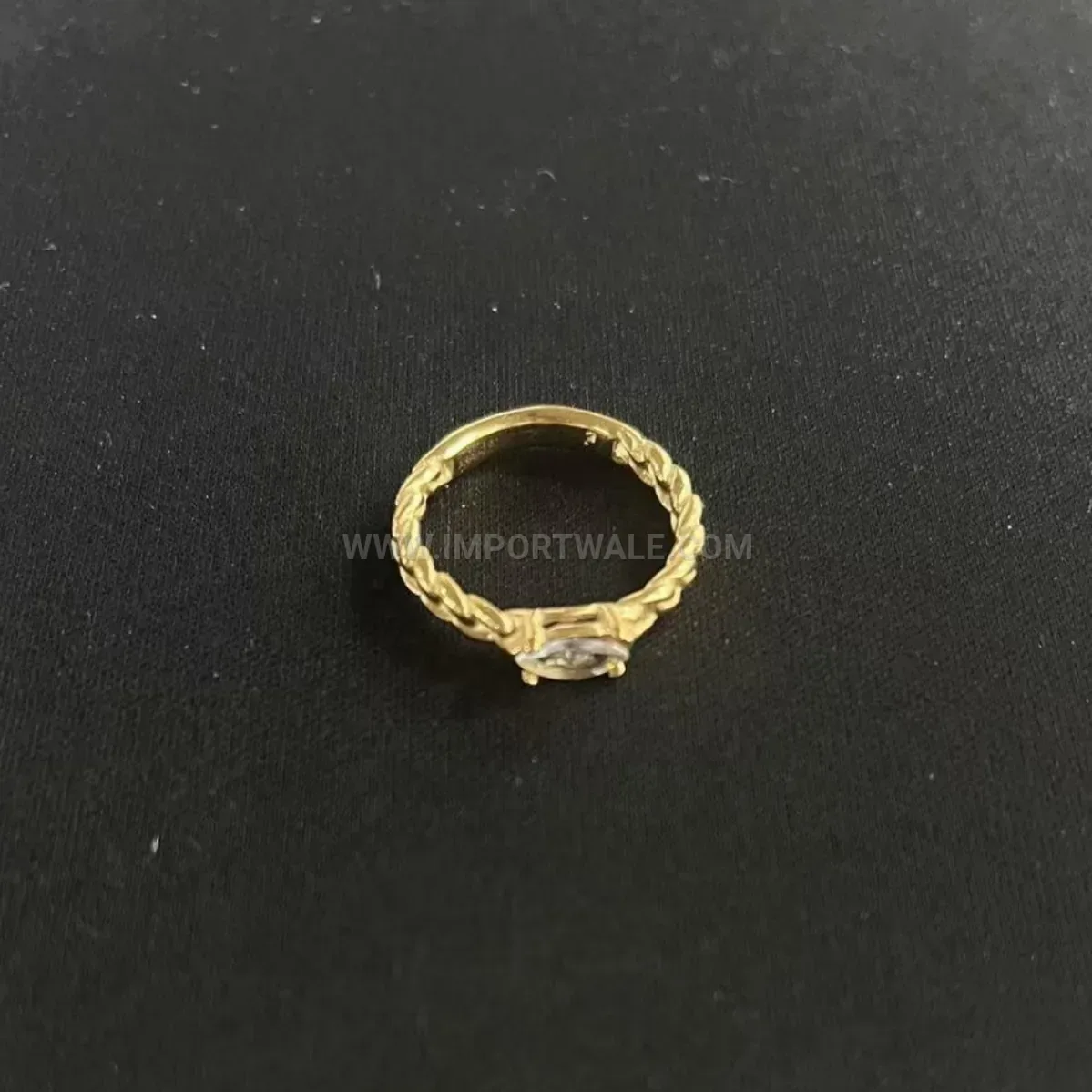 Twisted Gold Plated Stainless Steel Adjustable Zircon Ring