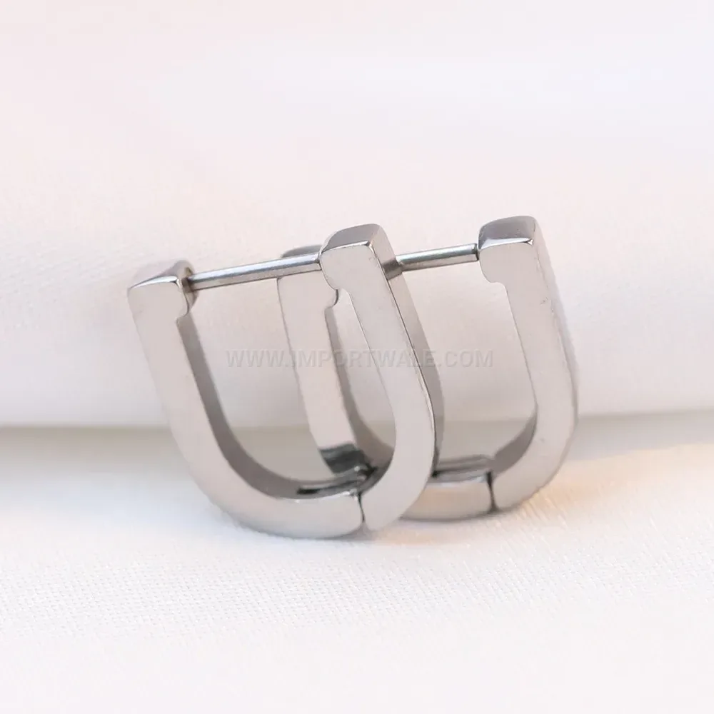 Bold Sleek 10mm U-Shaped Stainless Steel Geometric Huggie Earrings