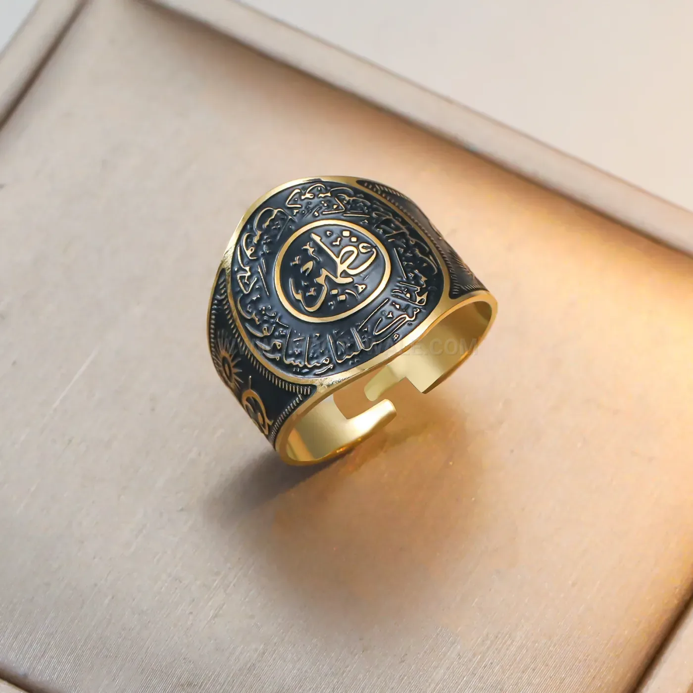 Adjustable 18K Gold Plated Arabic Calligraphy Signet Ring