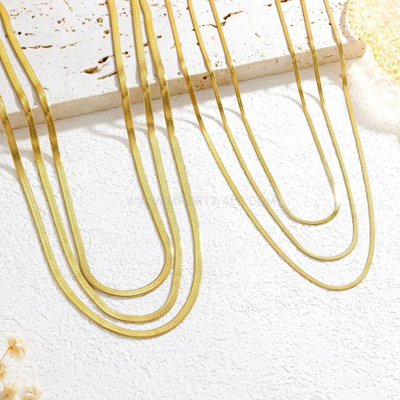 Triple Layer Gold Stainless Steel Blade Chain Necklace