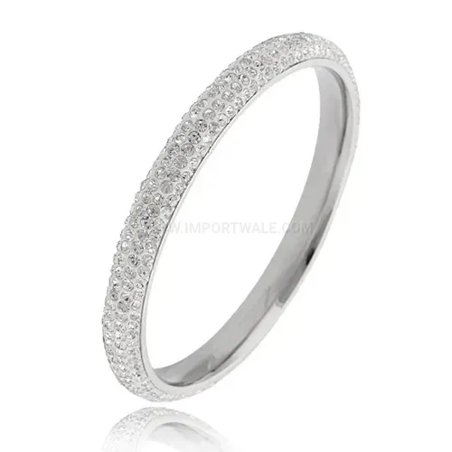 Premium Four-Row Curved Rhinestone Inlaid 304 Stainless Steel Bangle Bracelet