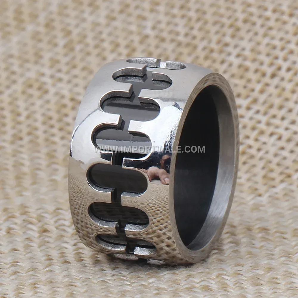 Symmetrical Epoxy Stainless Steel Band Ring