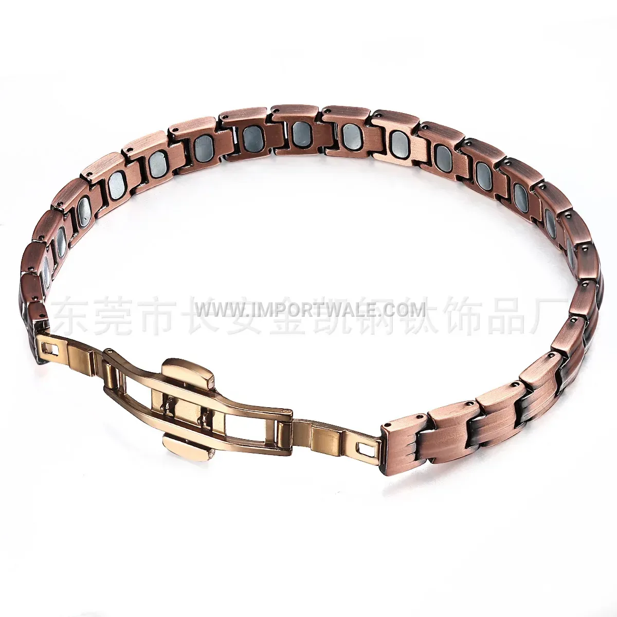 Thickened Vintage Red Copper Square Link Magnetic Bracelet