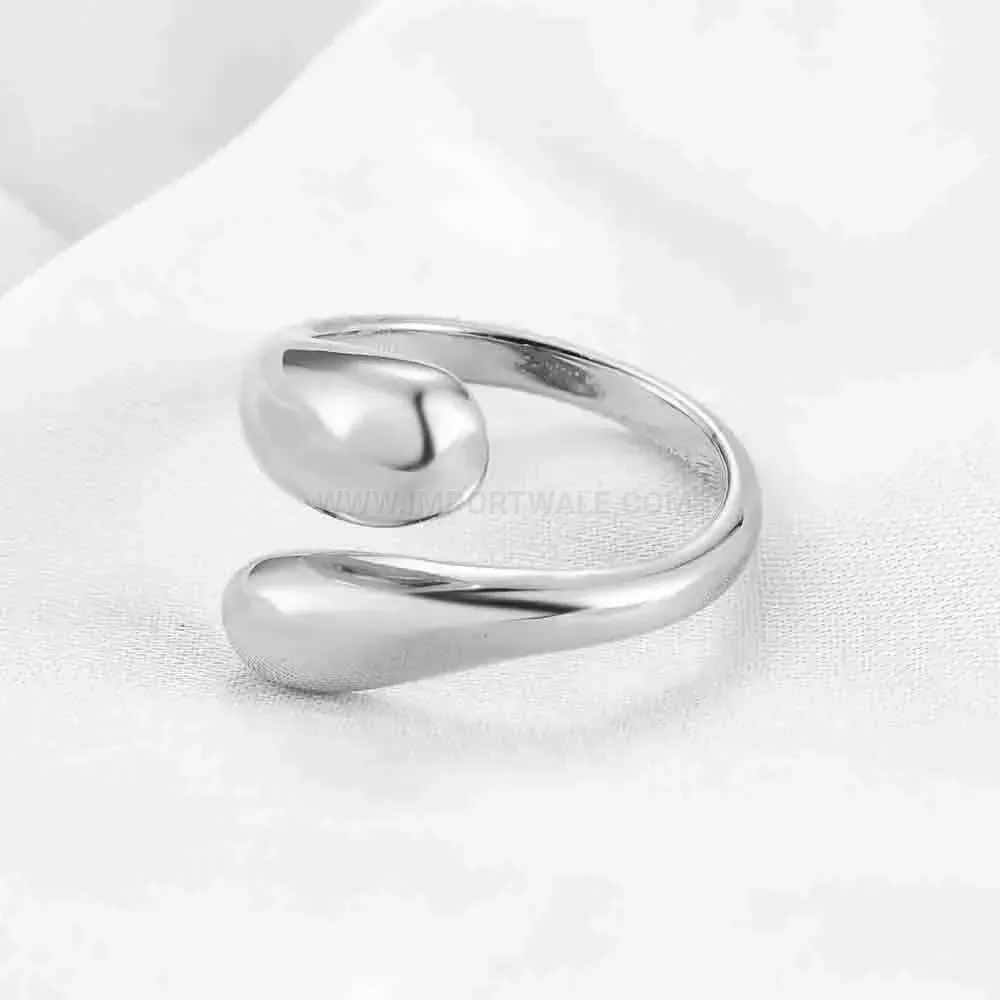 Designer Polished Irregular Geometric Open Stainless Steel Ring