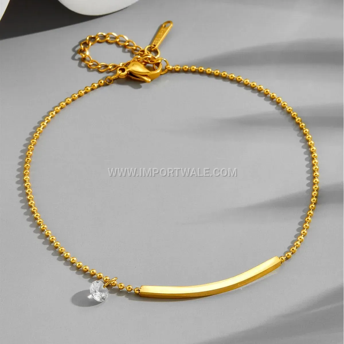 Minimalist 18K Gold Plated Smile Zircon Anklet