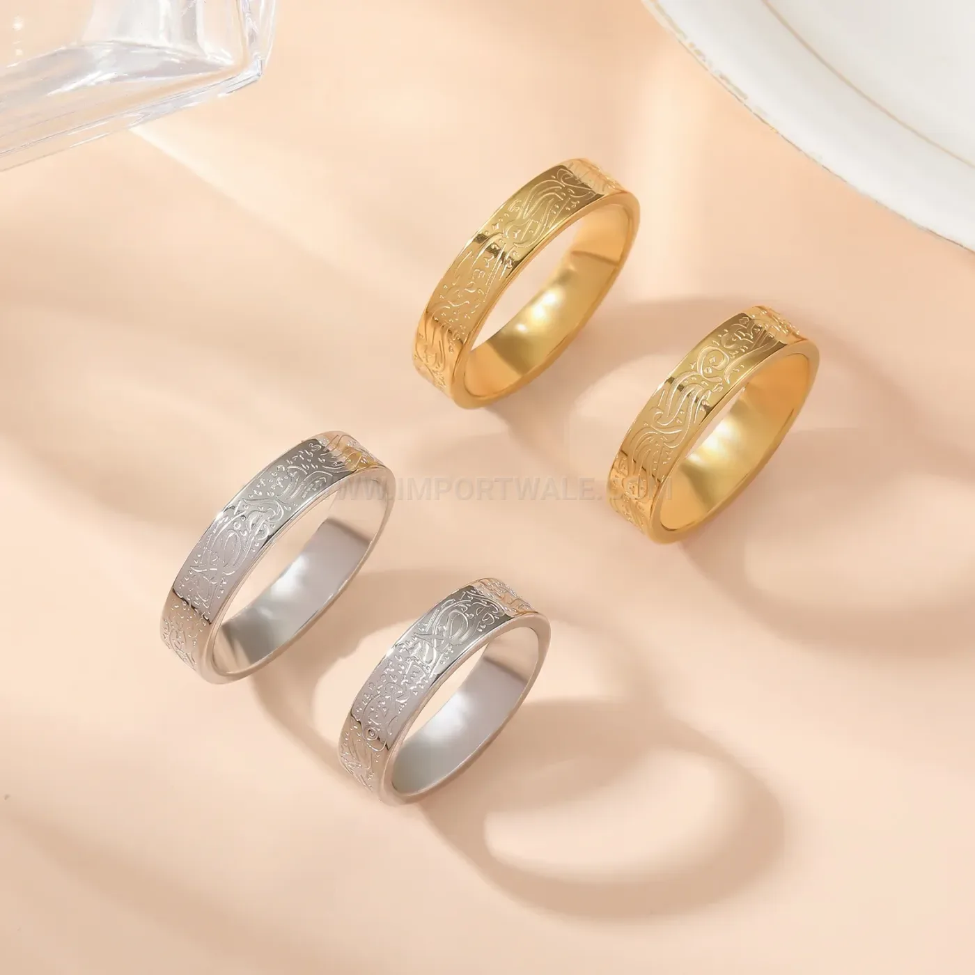 Stainless Steel Islamic Calligraphy Ayatul Kursi Band Ring