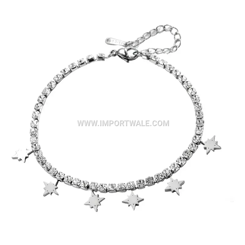 Bold Geometric Titanium Steel Starburst Pendant Anklet