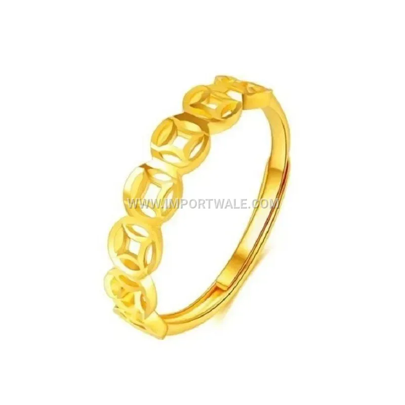 Vintage Fortune Coin Open Ring in Electroplated Stainless Steel