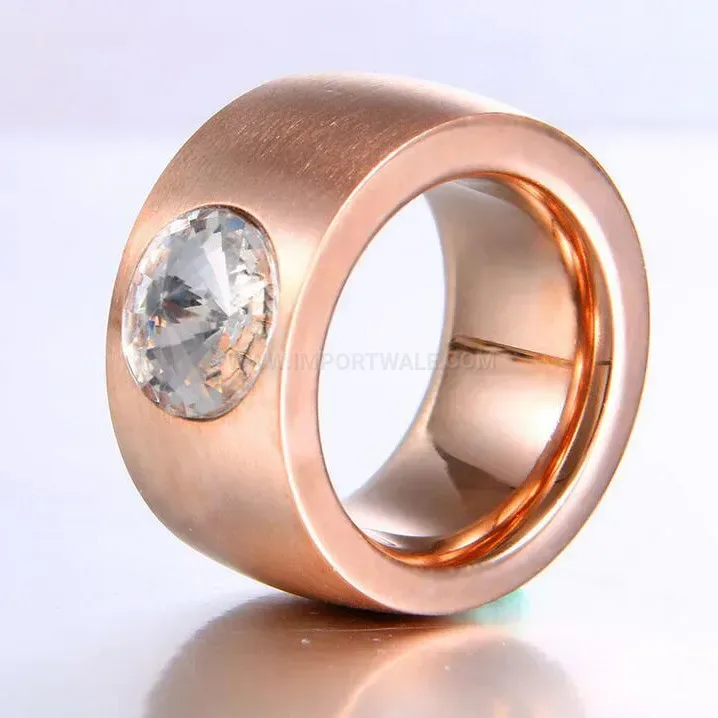 Stylish Rhinestone Embedded 14mm Stainless Steel Thumb Ring