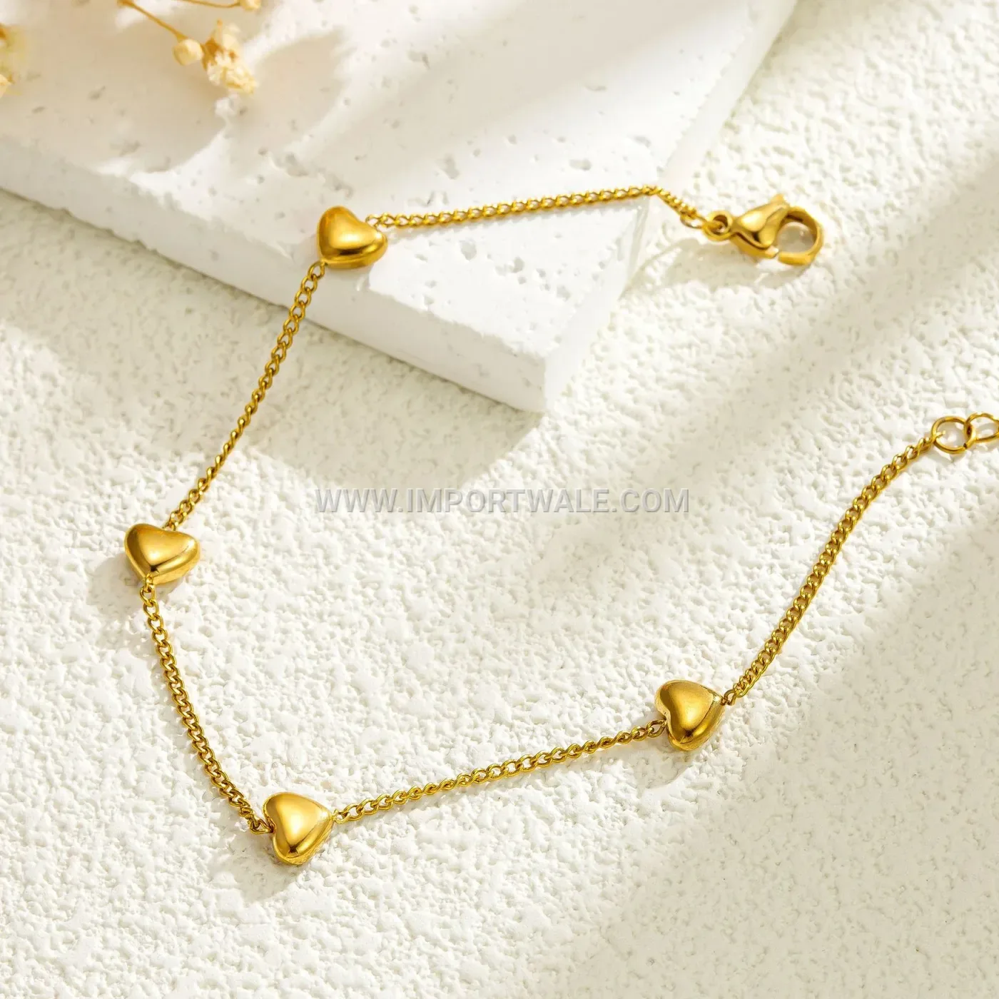 Delicate Stainless Steel Mini Heart Charm Premium Anklet Anti Tarnish