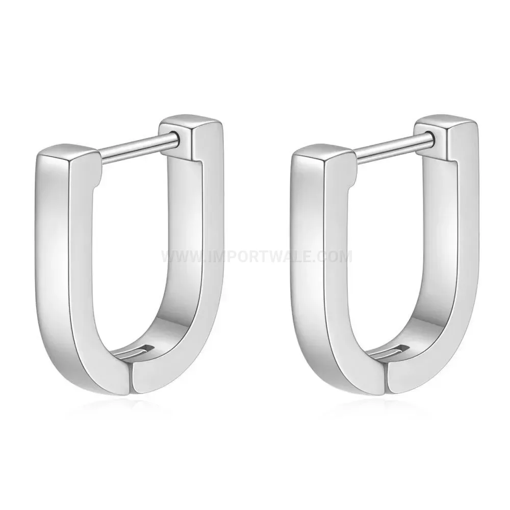 Bold Sleek 10mm U-Shaped Stainless Steel Geometric Huggie Earrings