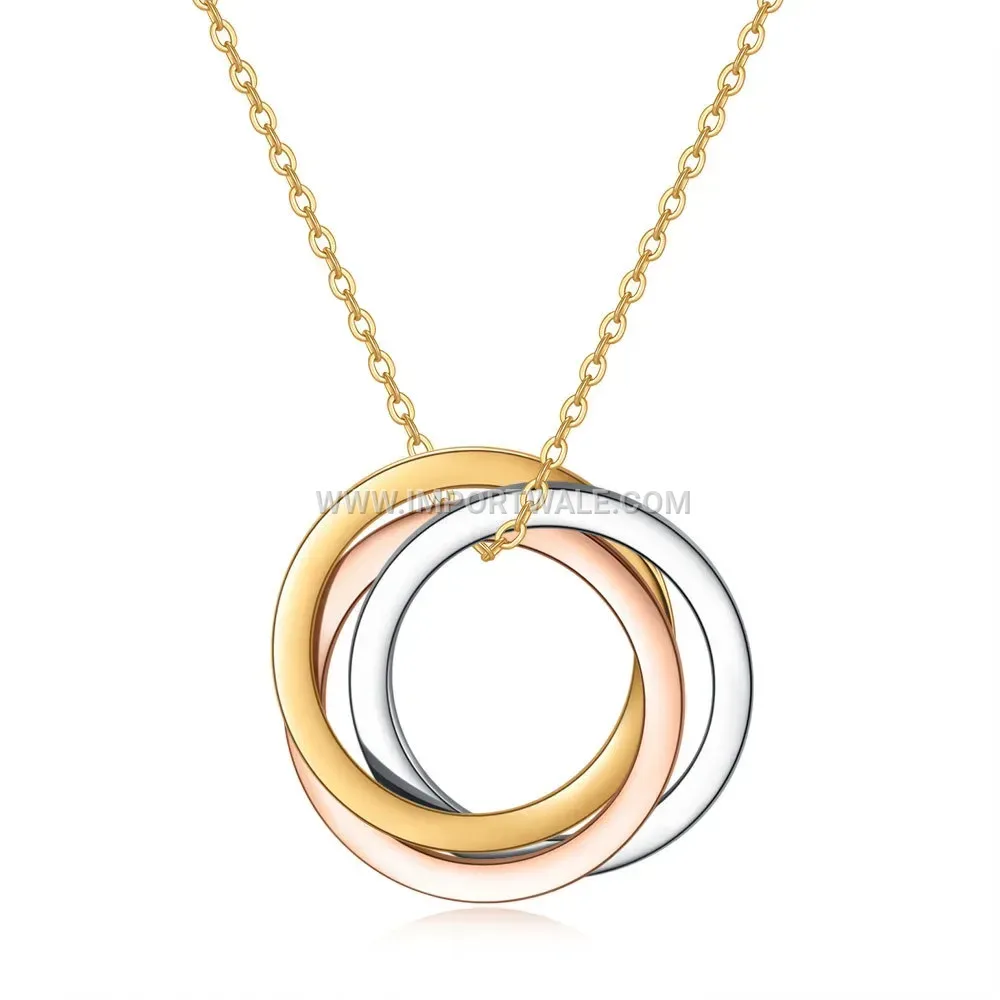 Trio Ring Stainless Steel Pendant Necklace for Women