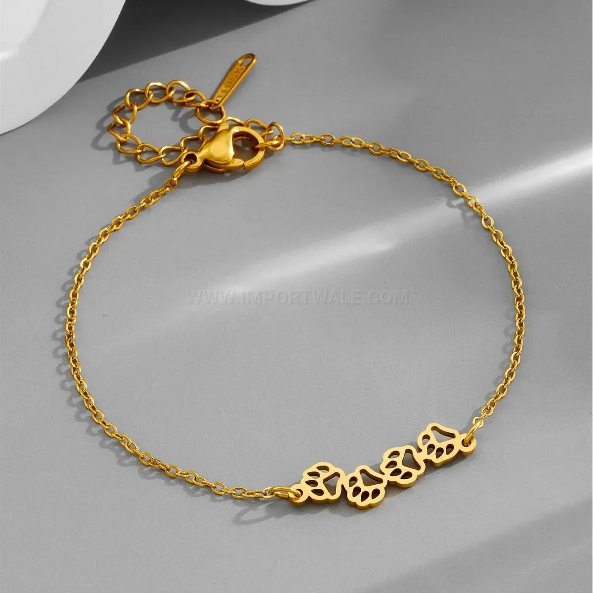 Minimalist Geometric Cat Paw Titanium Steel Chain Bracelet