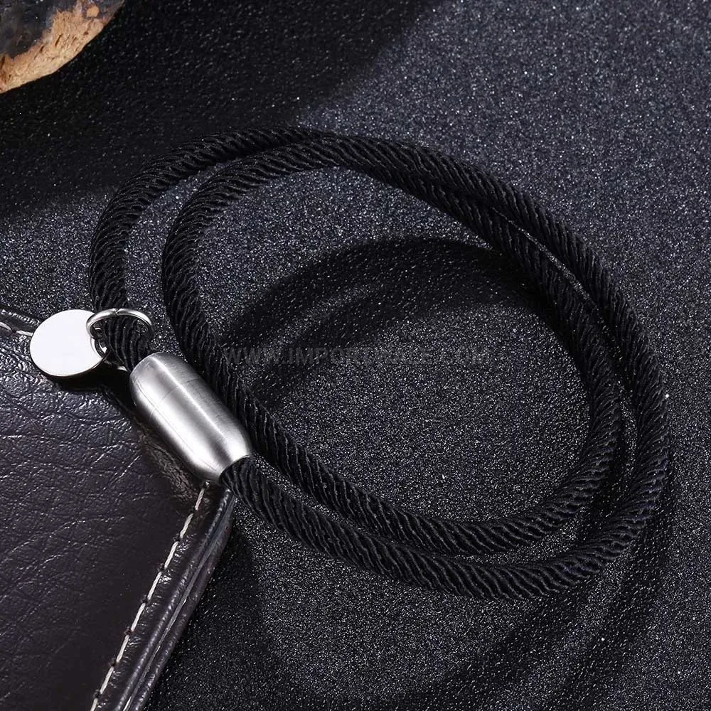 Double Wrap Cord Bracelet with Stainless Steel Magnetic Clasp
