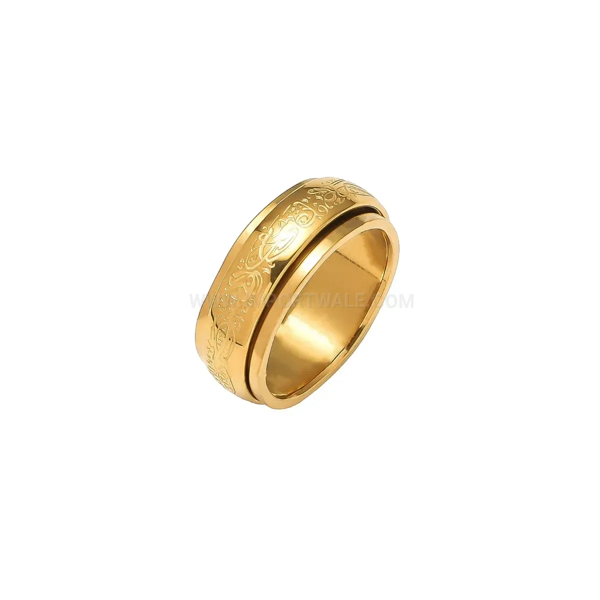 Designer Rotating Stainless Steel Ayatul Kursi Calligraphy Islamic Ring