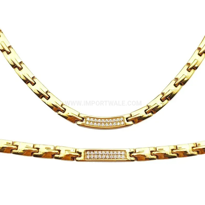 Modern Titanium Steel Zircon Embedded Bio Magnetic Jewelry Set