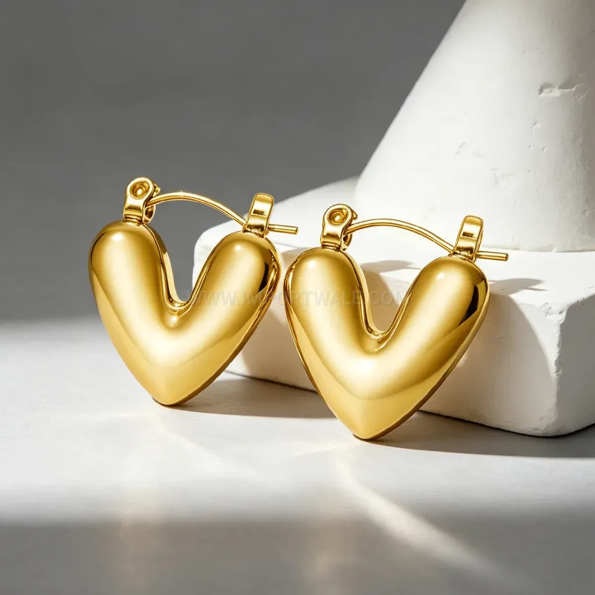 V Heart Stainless Steel Stud Earrings