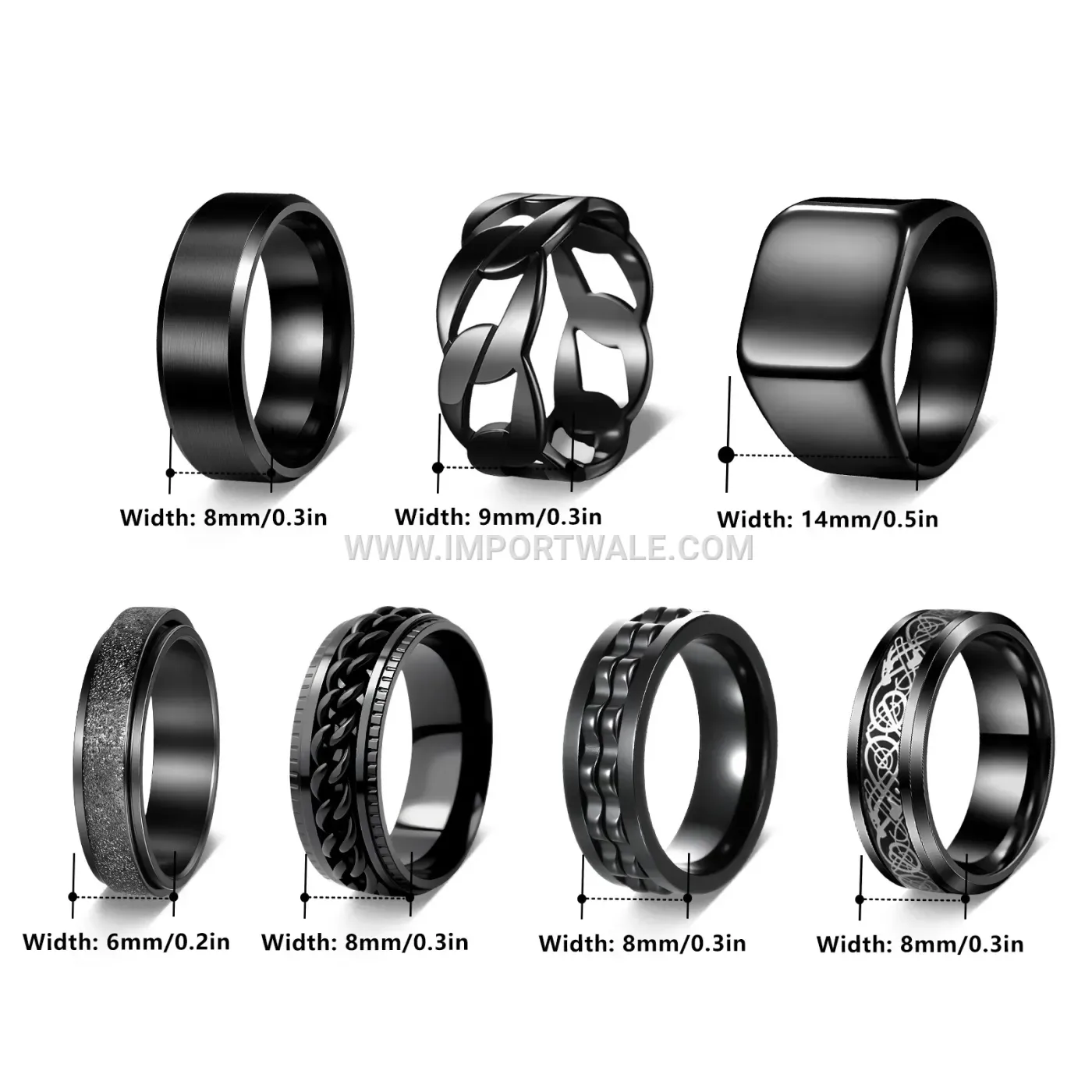 Black Plated Rotatable Geometric Stainless Steel Signet Ring